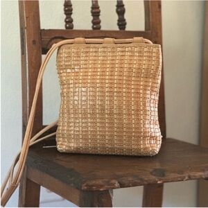 Vintage 90s Woven Leather Fossil Bag